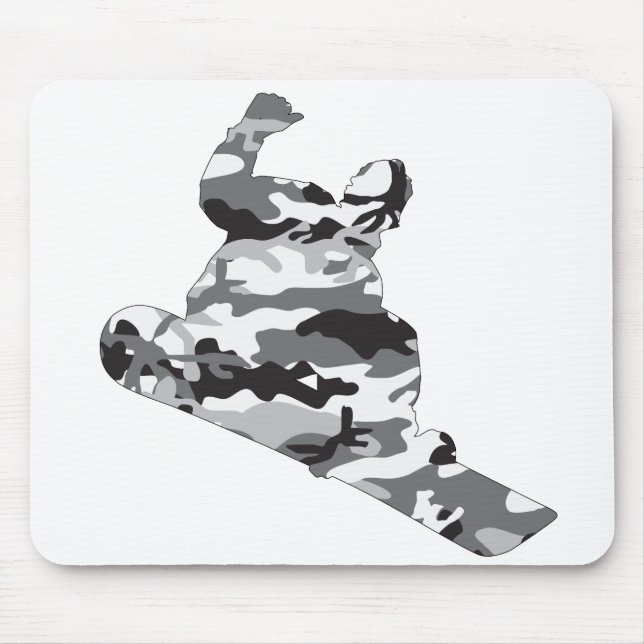Grey-Camo-Snowboarder Mouse Mat (Front)