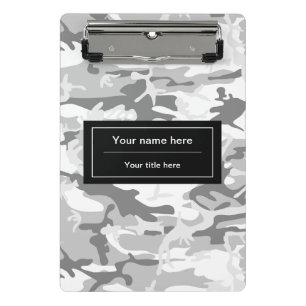 Grey Camo, Winter Camo, Snow Camouflage, Military Mini Clipboard
