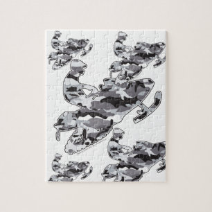 Grey Camoflage Snowmobiler Jigsaw Puzzle