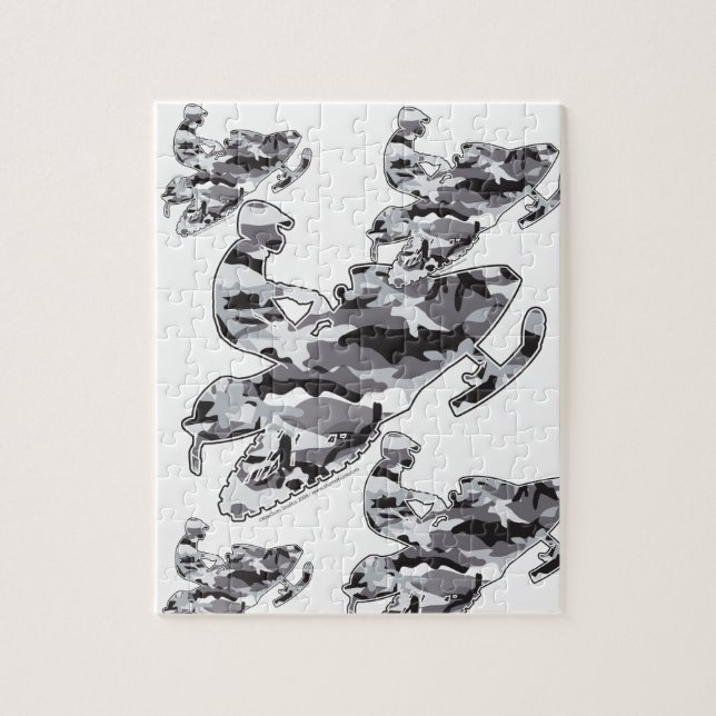 Grey Camoflage Snowmobiler Jigsaw Puzzle (Vertical)