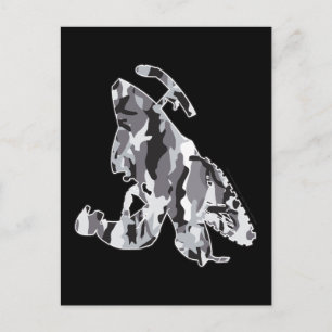 Grey Camoflage Snowmobiler Postcard