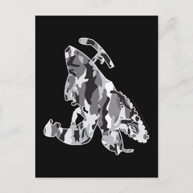 Grey Camoflage Snowmobiler Postcard (Front)