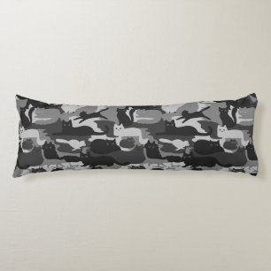 Grey Camouflage Cats Pattern Grey Kitty Cats Camo Body Cushion