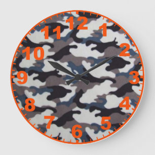 Grey Camouflage Clock With Numbers