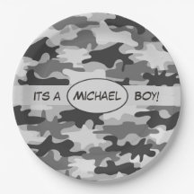 Grey Camouflage Its A Boy Name Personalised