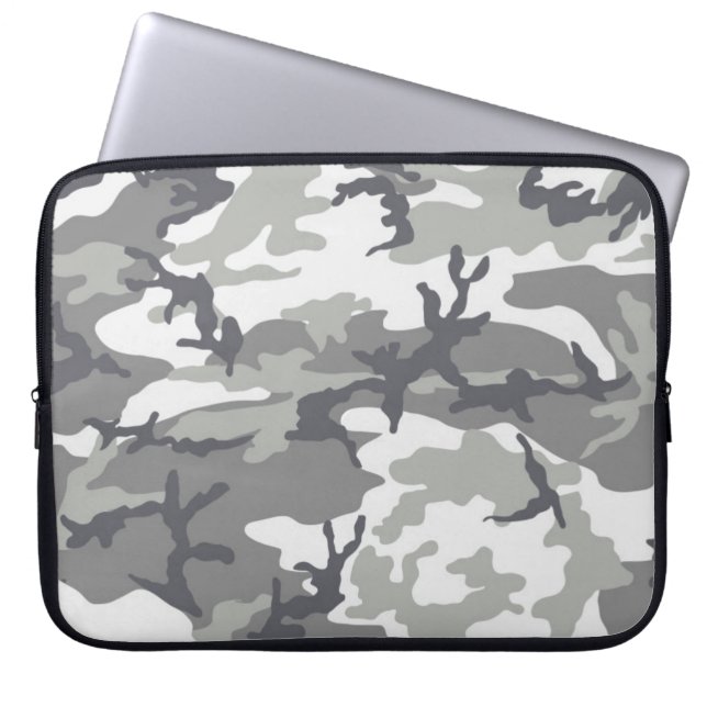 Grey Camouflage Laptop Sleeve (Front)