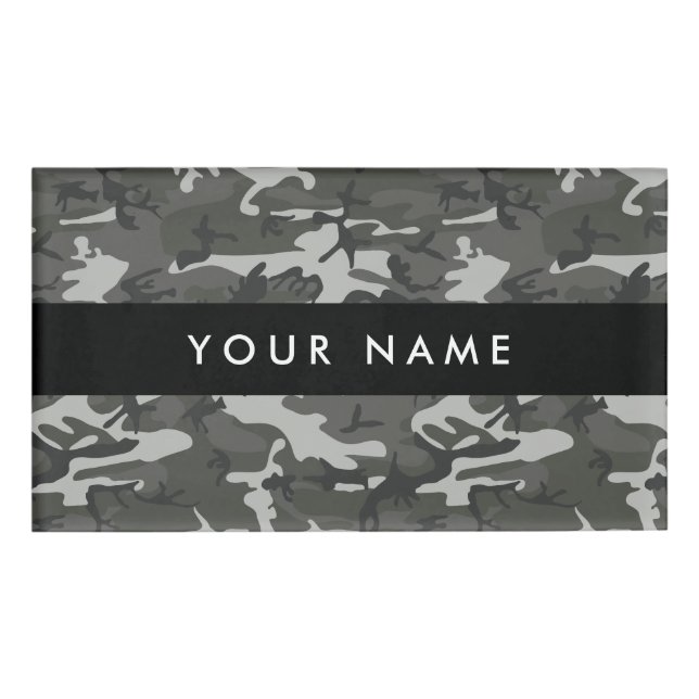 Grey Camouflage, Military, Army Name Tag (Front)