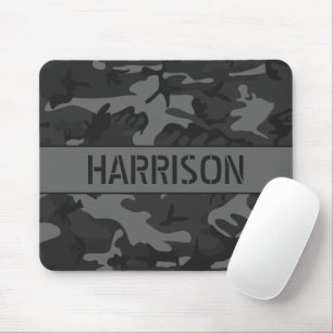 Grey Camouflage Monogrammed Mouse Mat