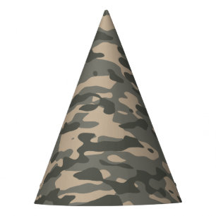 Grey camouflage party hat