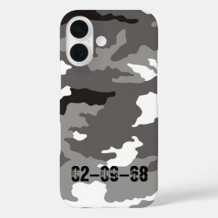 Grey camouflage pattern iPhone 16 case