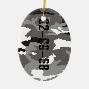 Grey camouflage pattern ceramic tree decoration