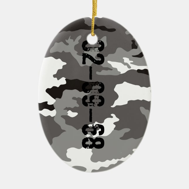 Grey camouflage pattern ceramic tree decoration (Front)