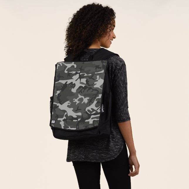 Grey Camouflage Pattern, Military Pattern, Army Backpack (Worn)