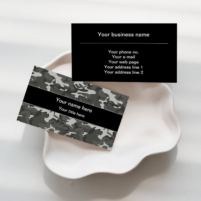 Grey Camouflage Pattern, Military Pattern, Army Business Card (Creator Uploaded)