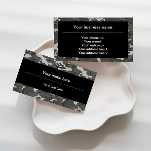 Grey Camouflage Pattern, Military Pattern, Army Business Card
