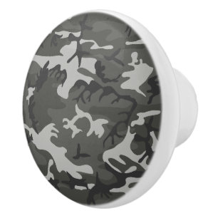 Grey Camouflage Pattern, Military Pattern, Army Ceramic Knob