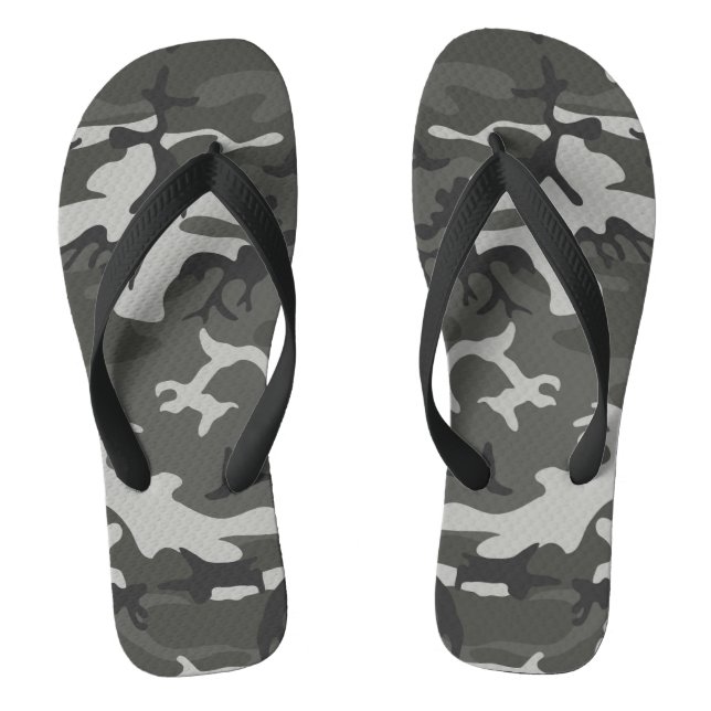 Grey Camouflage Pattern, Military Pattern, Army Flip Flops (Footbed)