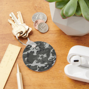 Grey Camouflage Pattern, Military Pattern, Army Key Ring