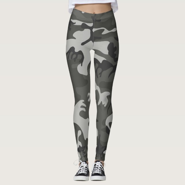 Grey Camouflage Pattern, Military Pattern, Army Leggings (Front)