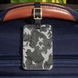 Grey Camouflage Pattern, Military Pattern, Army Luggage Tag