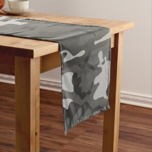 Grey Camouflage Pattern, Military Pattern, Army Short Table Runner