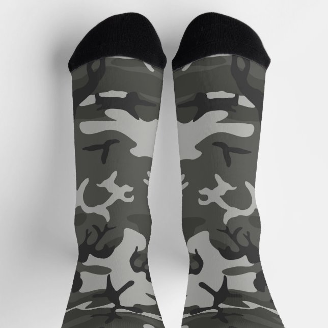 Grey Camouflage Pattern, Military Pattern, Army Socks (Top)