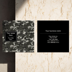 Grey Camouflage Pattern, Military Pattern, Army Square Business Card