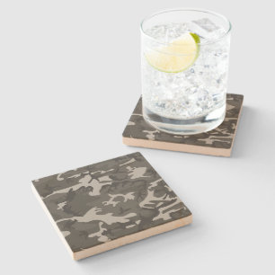 Grey Camouflage Pattern, Military Pattern, Army Stone Coaster