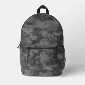 Grey Camouflage Pattern Printed Backpack