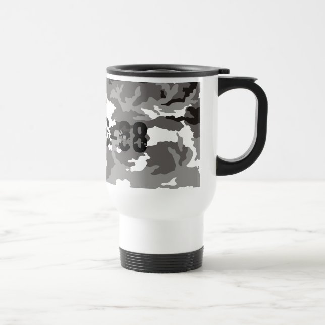 Grey camouflage pattern travel mug (Right)