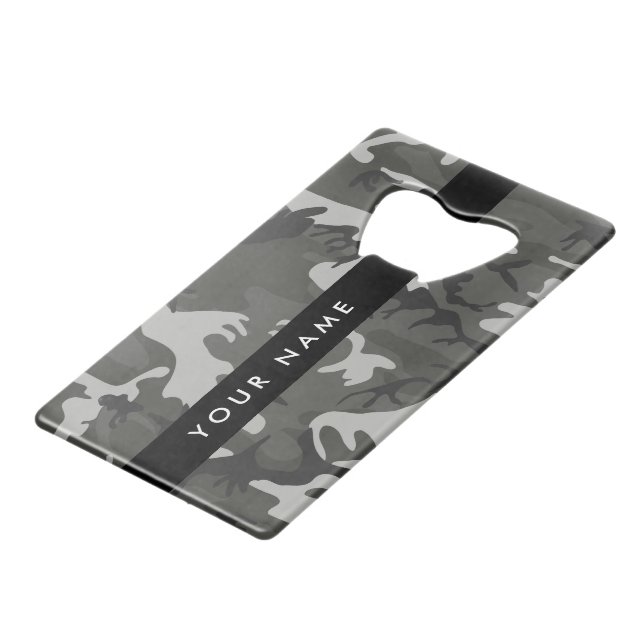 Grey Camouflage Pattern, Your name, Personalise (Front Angled)
