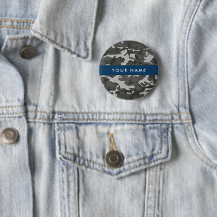 Grey Camouflage Pattern, Your name, Personalise 6 Cm Round Badge