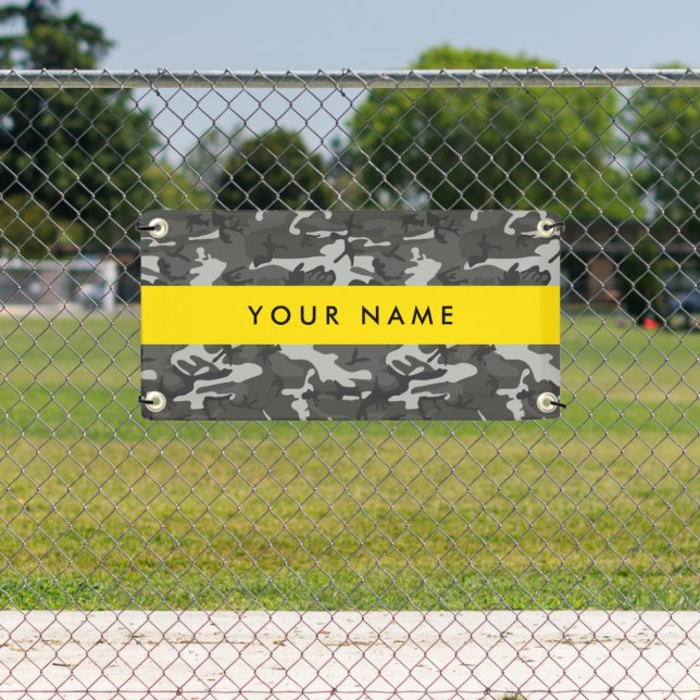 Grey Camouflage Pattern, Your name, Personalise Banner (Insitu)