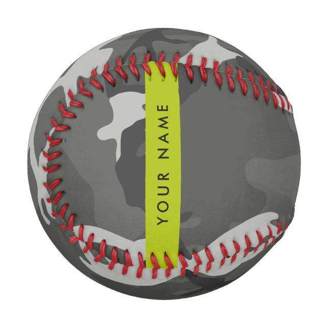 Grey Camouflage Pattern, Your name, Personalise Baseball (Front Left)