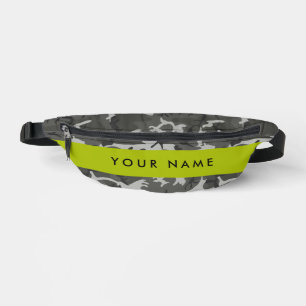 Grey Camouflage Pattern, Your name, Personalise Bum Bags