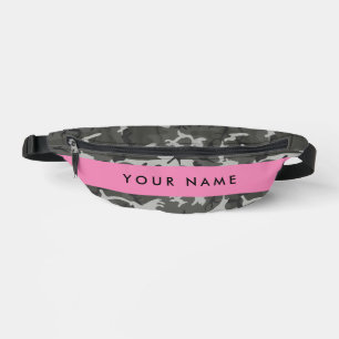 Grey Camouflage Pattern, Your name, Personalise Bum Bags
