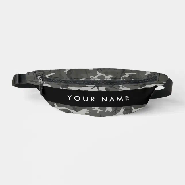 Grey Camouflage Pattern, Your name, Personalise Bum Bags Zazzle