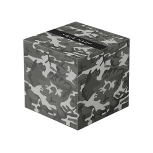 Grey Camouflage Pattern, Your name, Personalise Cube
