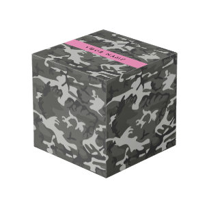 Grey Camouflage Pattern, Your name, Personalise Cube