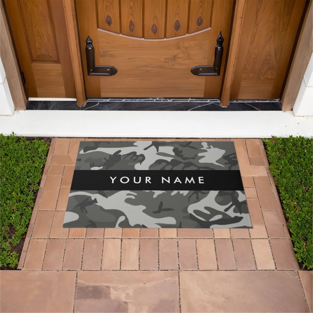 Grey Camouflage Pattern, Your name, Personalise Doormat (Outdoor)
