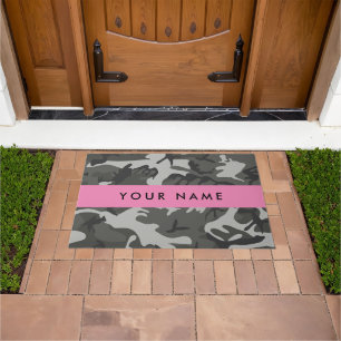 Grey Camouflage Pattern, Your name, Personalise Doormat