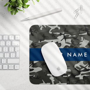Grey Camouflage Pattern, Your name, Personalise Mouse Mat