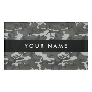 Grey Camouflage Pattern, Your name, Personalise Name Tag