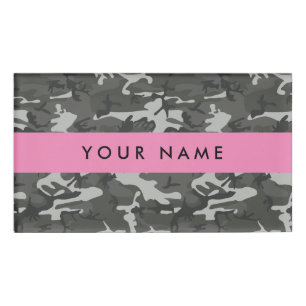 Grey Camouflage Pattern, Your name, Personalise Name Tag