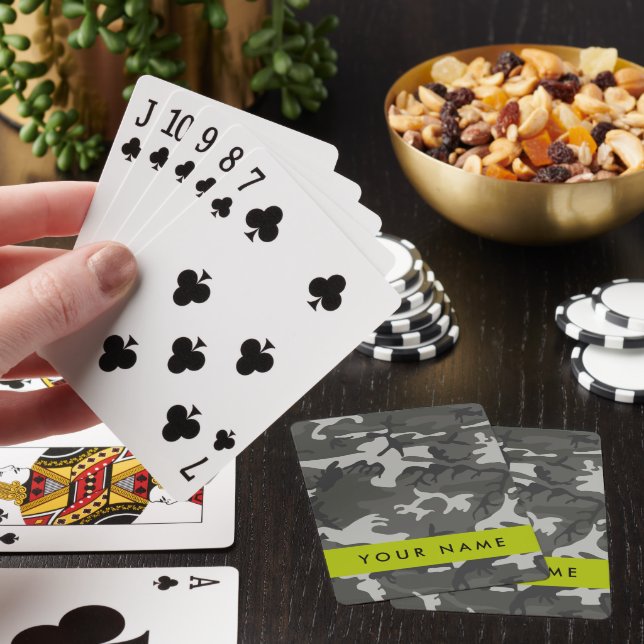 Grey Camouflage Pattern, Your name, Personalise Playing Cards (In Situ)