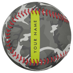 Grey Camouflage Pattern, Your name, Personalise Softball