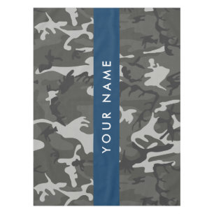 Grey Camouflage Pattern, Your name, Personalise Tablecloth