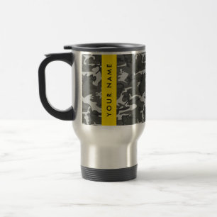 Grey Camouflage Pattern, Your name, Personalise Travel Mug