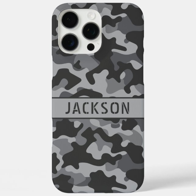 Grey Camouflage Personalised Case-Mate iPhone Case (Back)