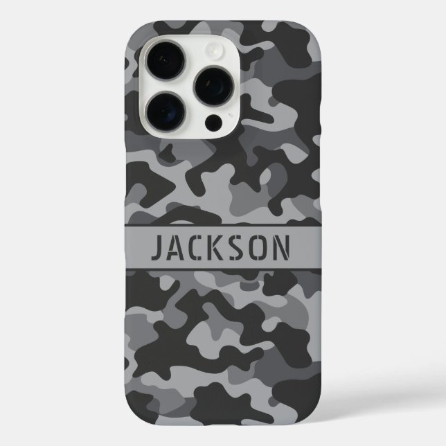 Grey Camouflage Personalised Case-Mate iPhone Case (Back)